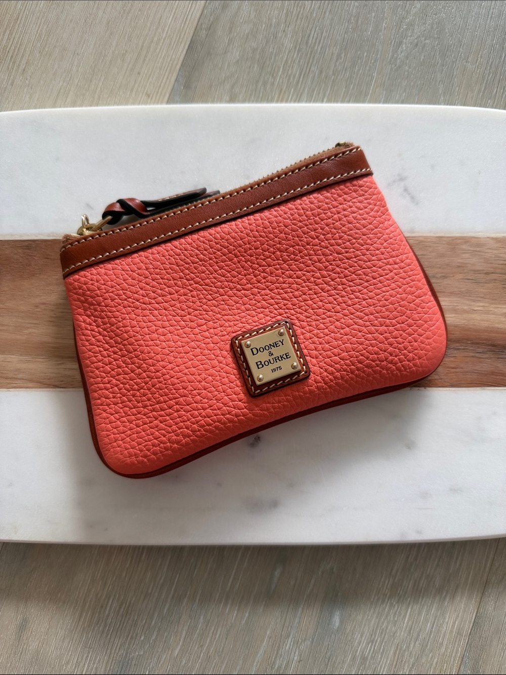 Authentic NWT Dooney & Bourne Coral Wristlet Key Pouch, Small Clutch, Wallet